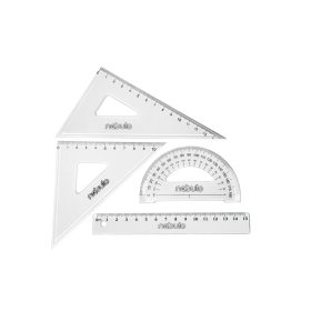   Vonalzókészlet, 30 cm egyenes vonalzó, szögmérő, 45° 13 cm és 60° 18 cm háromszög vonalzó, 4 db/bliszter Educa