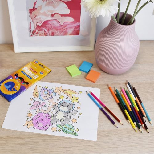 Színes ceruza készlet, kétvégű duocolor 12/24 szín Bluering® 24 klf. szín, Bálnás